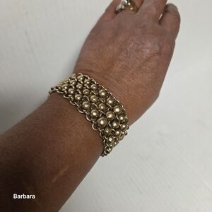 Kenneth Cole "Reaction" Gold-tone Brass Expandable Metal Beaded Cable Bracelet